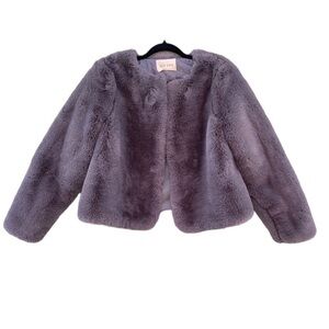 Moon River Faux Fur Crop Coat Jacket in Smoke